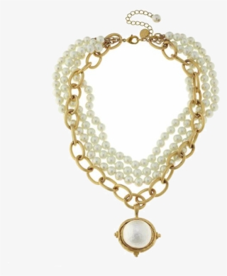 Susan Shaw Handcast Gold Cotton Pearl And Gold Chain - Necklace