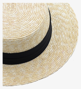 Button Ribbon Flat Crown Boater - Sombrero