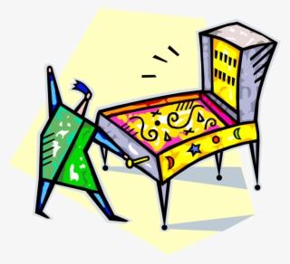 Vector Illustration Of Playing Pinball Machine Arcade
