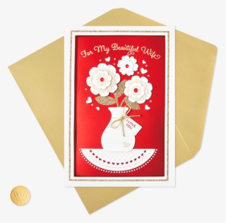 Vase Of Flowers For My Beautiful Wife Valentine's Day - Greeting Card