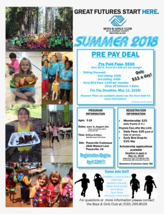 Summer 2018- Registration Begins April 13