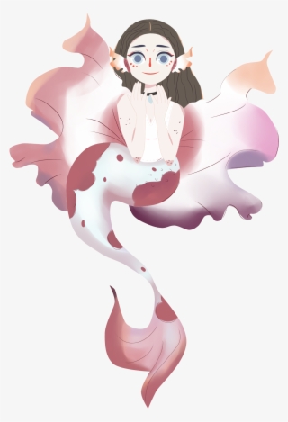 Beautiful Koi Hand Painted Girl Png And Psd - Cartoon