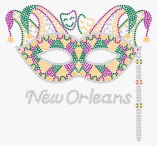 Mardi Gras Rhinestone Mask With Jester Crown - Mask