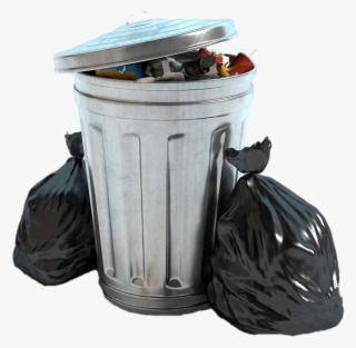 Download Garbage Bin And Two Black Bags Transparent - Waste