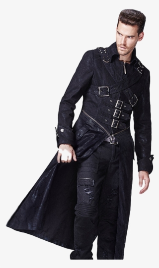 Buckle Mens Long Trench Coat - Gothic Long Coat For Men