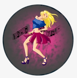 Dancing Girl To The Music Beats - Illustration