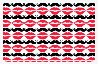 Red And Black Hipster Mustache And Lips Doormat - Mustache