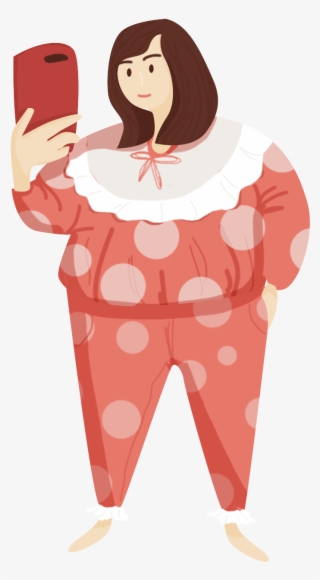 Cartoon Pajamas Girls Selfie Png And Psd - Cartoon