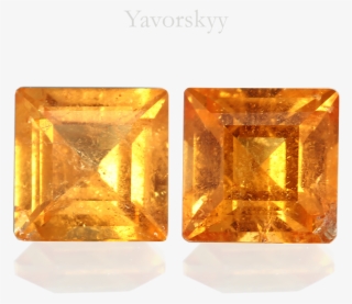 A Pair Of Mandarin Garnet Square - Crystal