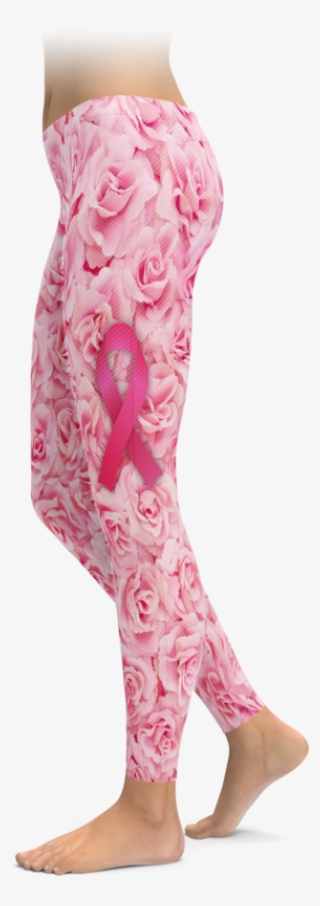 Bed Of Roses Breast Cancer Awareness Ribbon Leggings - Leggings