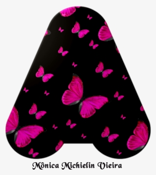 Alfabeto Borboleta Rosa E Fundo Preto Png - Borboleta Rosa Com Fundo Preto