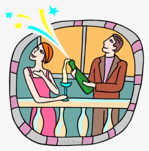 Couple Popping Open Bottle Of Champagne Royalty Free