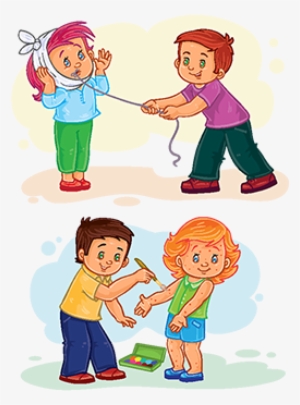 Set Icons Little Children Sick, Fever, Young, Boy Png - Niño Ayudando A Otro