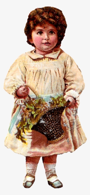 Young Girl Holding Flower Basket Image Clip Art Clip - Baby