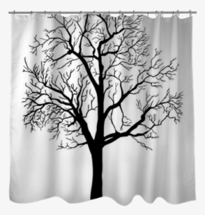 Vector Black Silhouette Of A Bare Tree Shower Curtain - Bare Trees Silhouettes