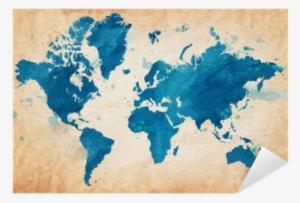 Map Of The World With A Textured Background And Watercolor - World Map