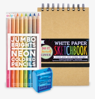 Jumbo Brights Neon Colored Pencils With Diy Cover Sketchbook - Neonowe Kredki