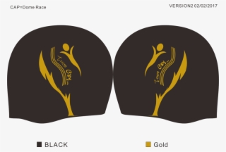 A Black Bullet-dome Race Swimming Cap, With A Gold - Silhouette
