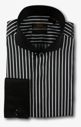 Steven Land Mens Black White Stripe Design Black Collar - Formal Wear