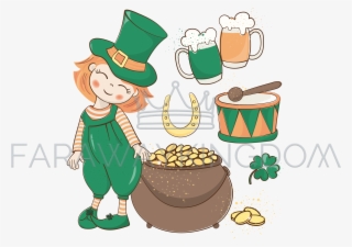 Patrick Pot Saint Patrick Day Cartoon Vector Illustration - Saint Patrick's Day