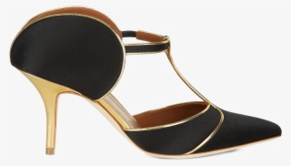 Black Satin Gold Mirror Nappa - Basic Pump