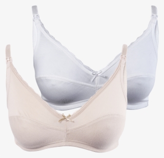 2 Pack Cotton Lace Trim Feeding Bra - Ballet Flat