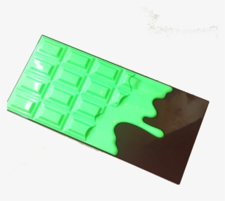 A Luminous Green Dripping Chocolate Design On A Brown - Graphic Design