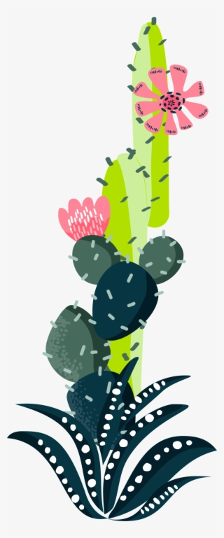 Colorful Cactus Plant Watercolor Hand Painted Transparent - Green