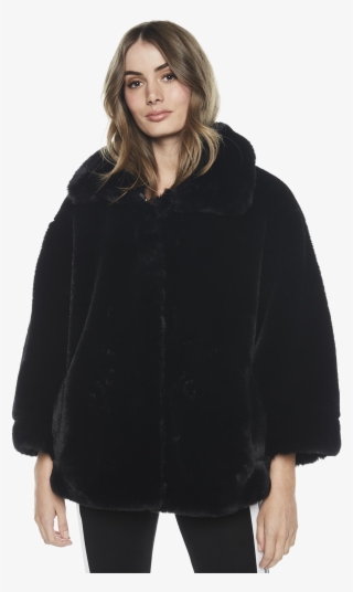 Faux Fur Jacket In Colour Caviar - Girl