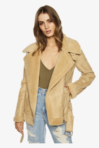 Suedette Fur Jacket In Colour Honey Peach - Photo Shoot