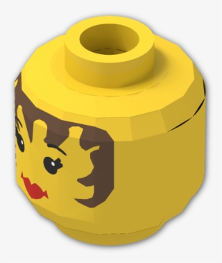 Minifig Head With Brown Hair, Eyelashes, And Lipstick - Plastic
