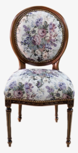 Dining Chair Louis Brown Frame, Vintage Flowers Fabric - Chair