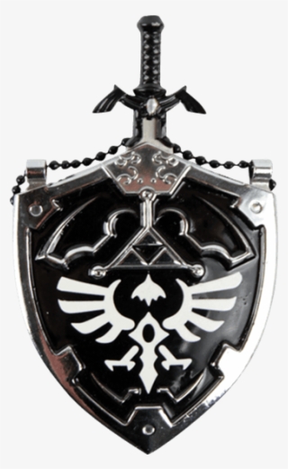 Black Master Sword And Shield Necklace - Hylian Shield With Sword