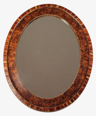 Vintage French Mirror With Faux Burl Wood Frame - Circle