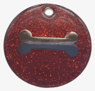 Glitter Red Disc With Bone - Circle