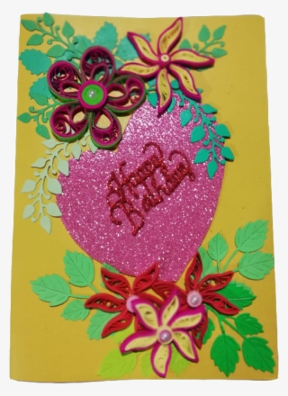 Greeting Card Rose Heart With Yellow Background - Greeting Card