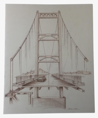 Mid Century Golden Gate Architectural Sketch Chairish - Golden Gate Dessin