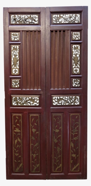 Antique Chinese Hand Carved Wooden Doors - Chinese Wooden Doors Png