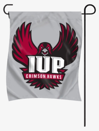 Garden Flag, Gray, Full Hawk Logo - Iup Crimson Hawk