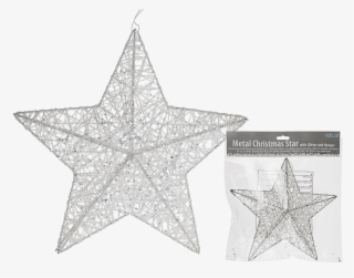 White 3d Metal Star With Glitter With Hanger - Drawing