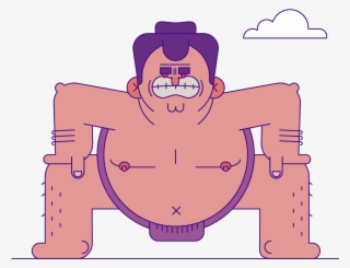 Sumo Animation Web Website Icon Flat Vector Design - Cartoon