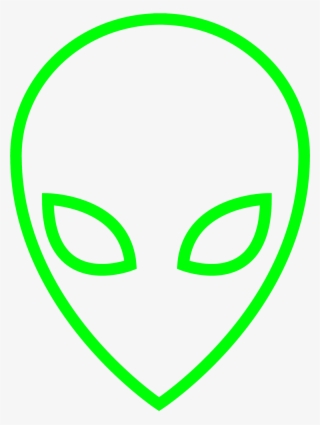 Green Outline Of A Alien Head - Circle