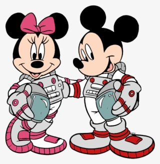 Astronauts Mickey, Minnie - Cartoon