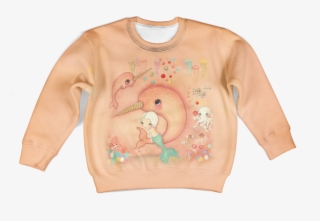 3d Cute Mermaid With Fish Kid Full Print Hoodie T Shirt - Flamingo