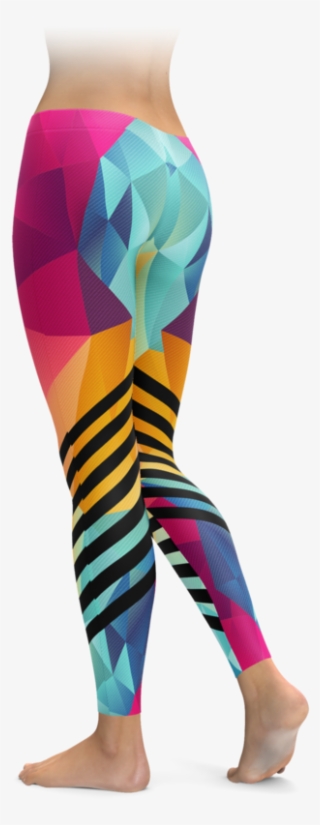 Cotton Candy Polygonal Racing Stripes Leggings - Leggings