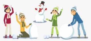 Winter Snowman Playing Snowball - Snowball