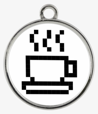 Coffee Lovers Pixel Art Standard Coin Necklace - Tea Cup Pixel Art