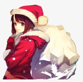Anime Santa Hat Transparent - Merry Christmas Anime Girl Gif