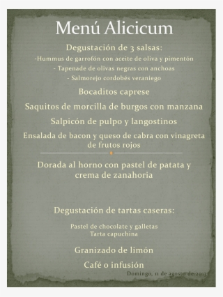 Minuta Menú Alicicum - Commemorative Plaque