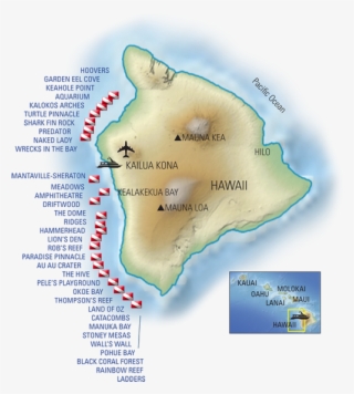 Top Dive Sites On Kona Aggressor Ii - Garden Eel Cove Maps
